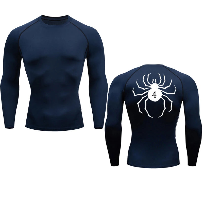 Compression T-shirt quick dry run gym fitness tight sportswear, summer breathable spider short-sleeved
