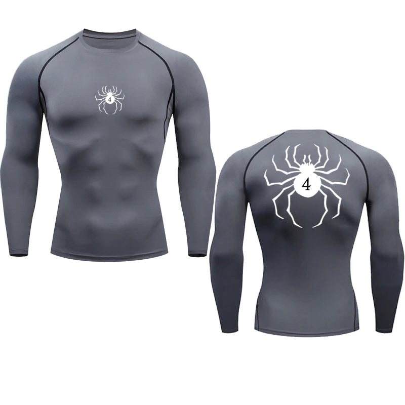 Compression T-shirt quick dry run gym fitness tight sportswear, summer breathable spider short-sleeved