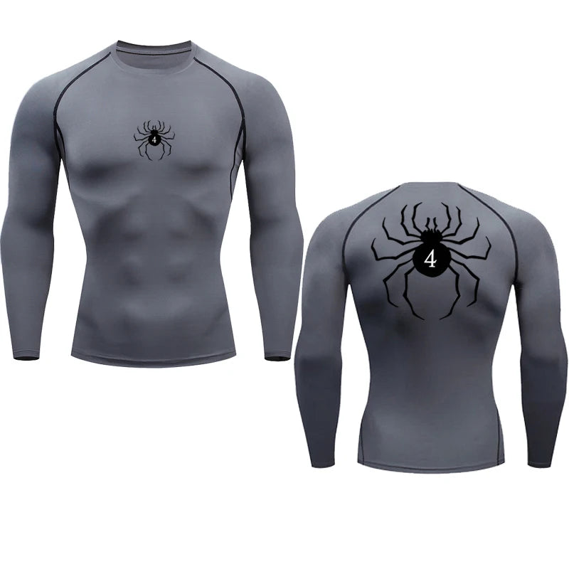 Compression T-shirt quick dry run gym fitness tight sportswear, summer breathable spider short-sleeved